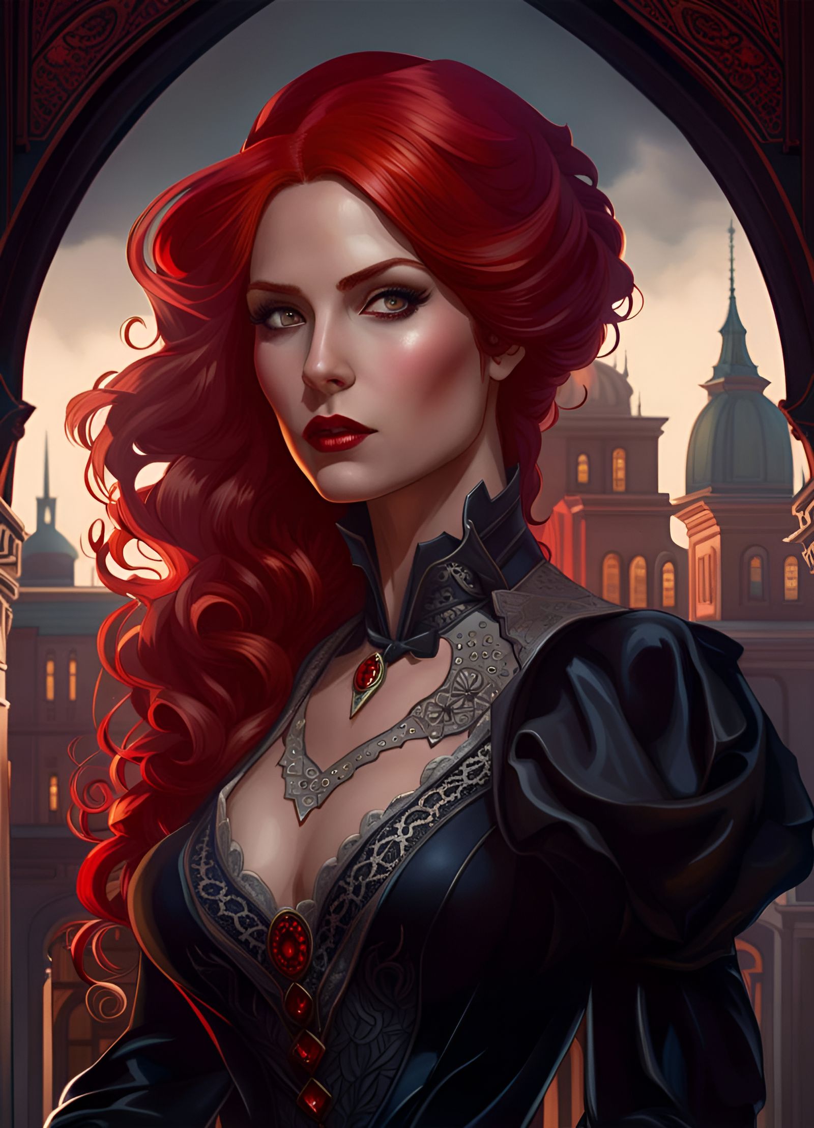 Vampire Woman Portrait in Dramatic Lighting