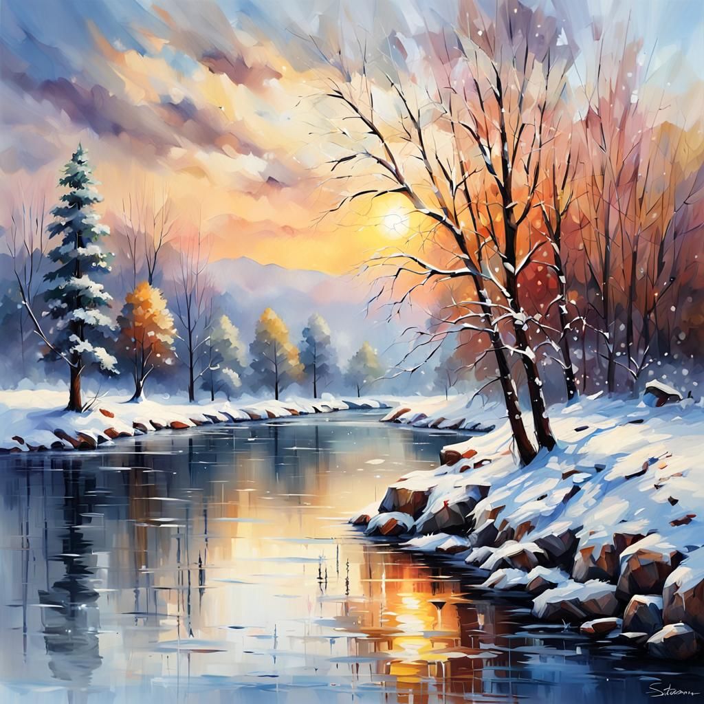 River under a November sky