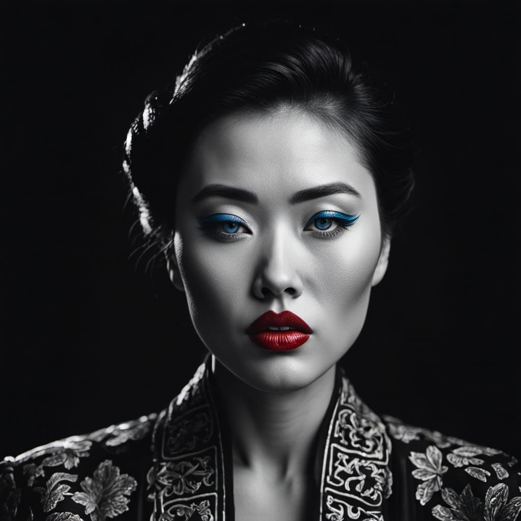 Striking Chinese Woman in Noir Portrait