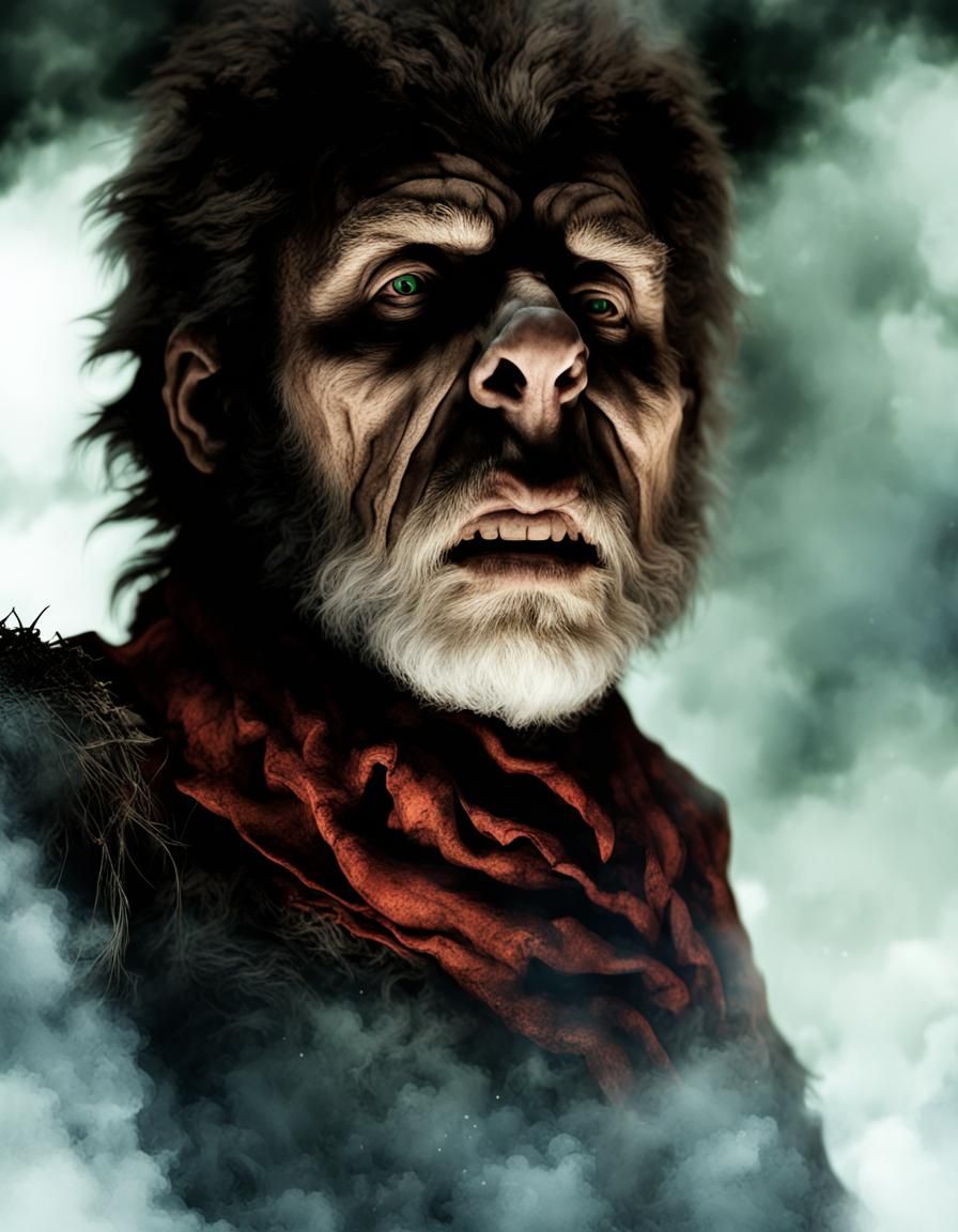 Wolfman in Dark Woods: Epic Cinematic Digital Painting