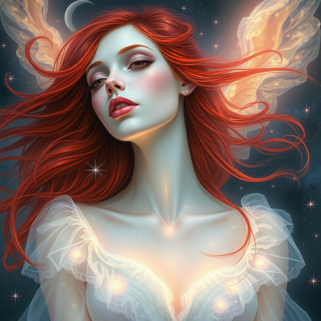 Ethereal Woman with Flowing Hair, Art by Anna Dittmann