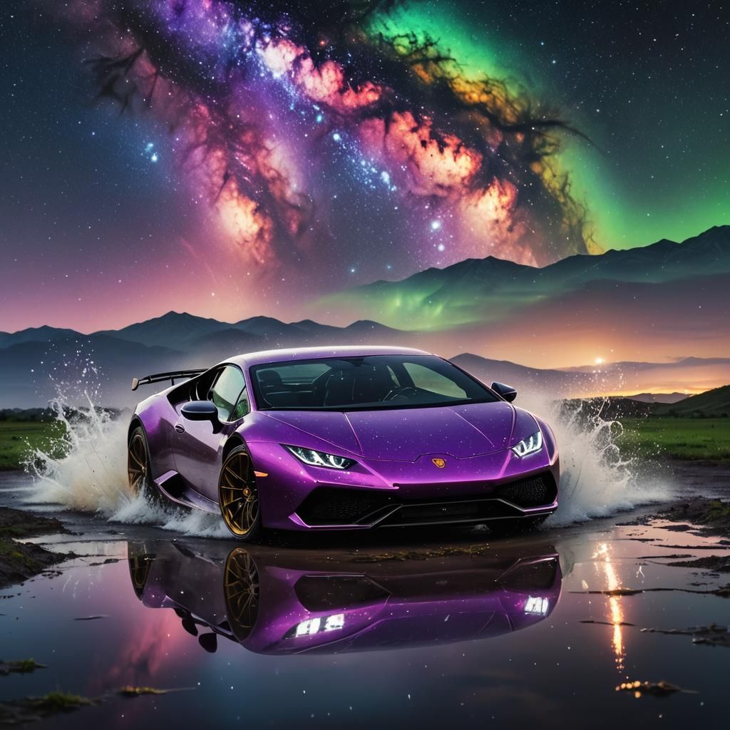 Lamborghini Huracan Drifting in Galaxy Reflection