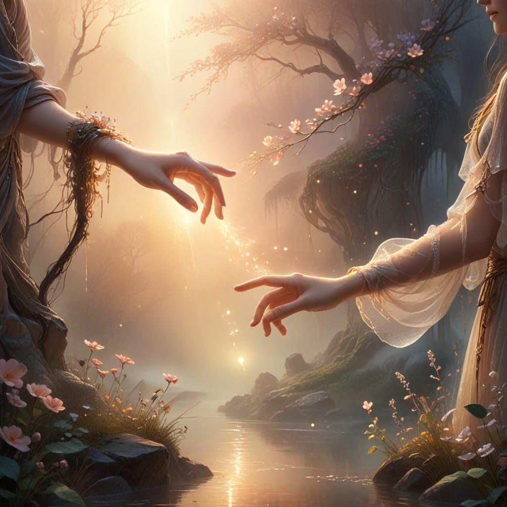 Ethereal Fantasy Art: A Helping Hand in Hazy Light