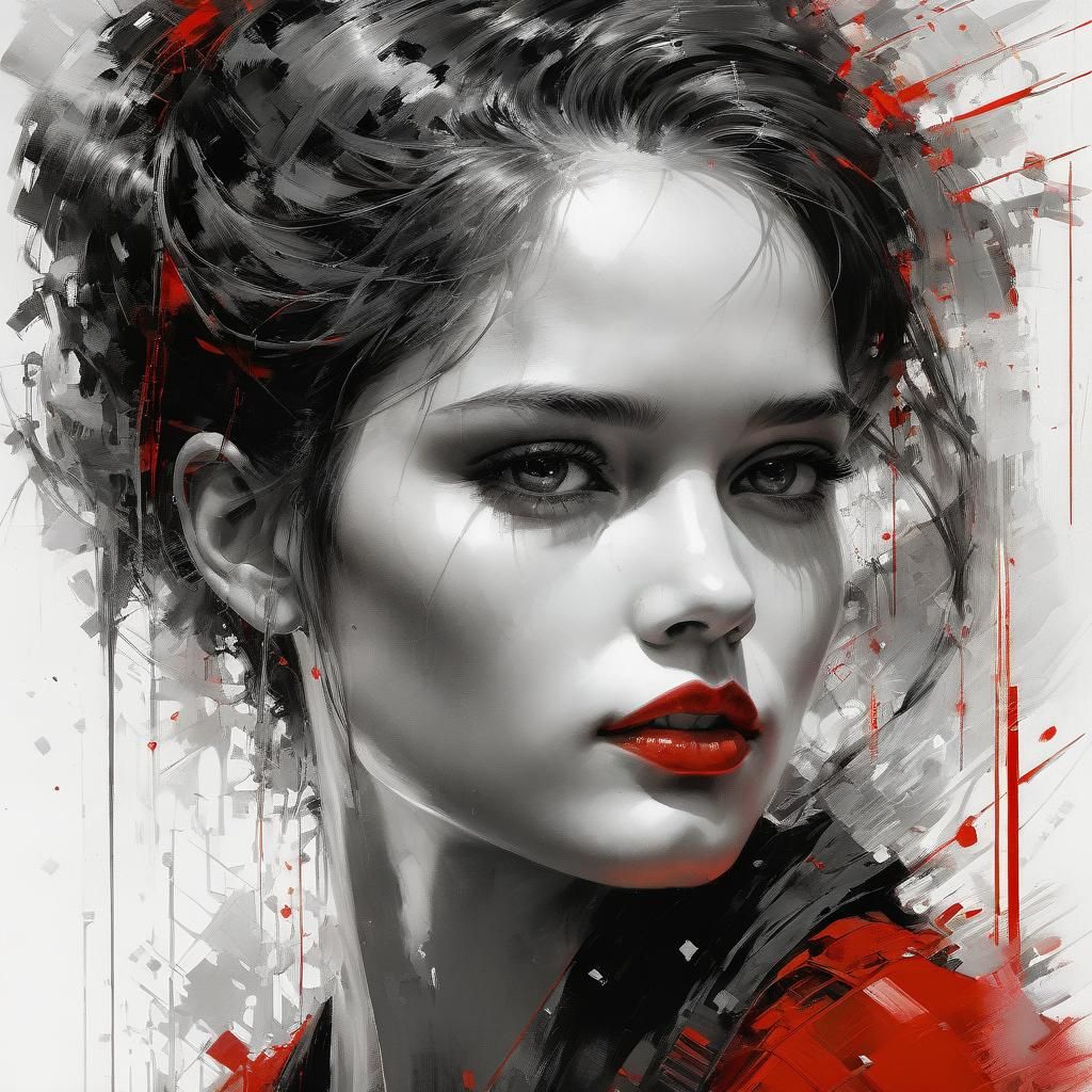 Monotone Red Portrait in Fine Art Style