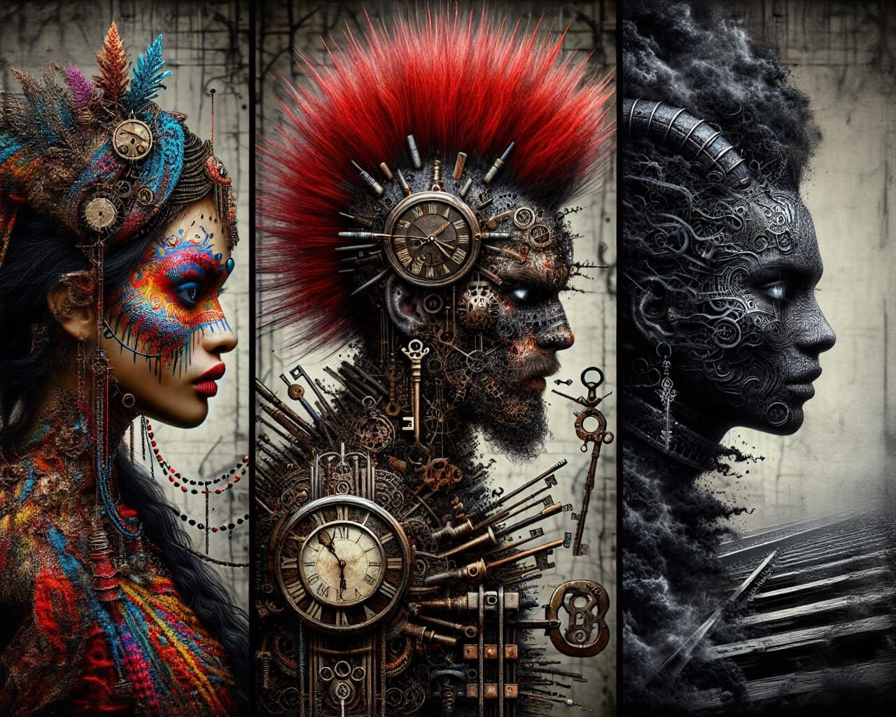 Surreal Sci-Fi Image: Three Mystical Sections