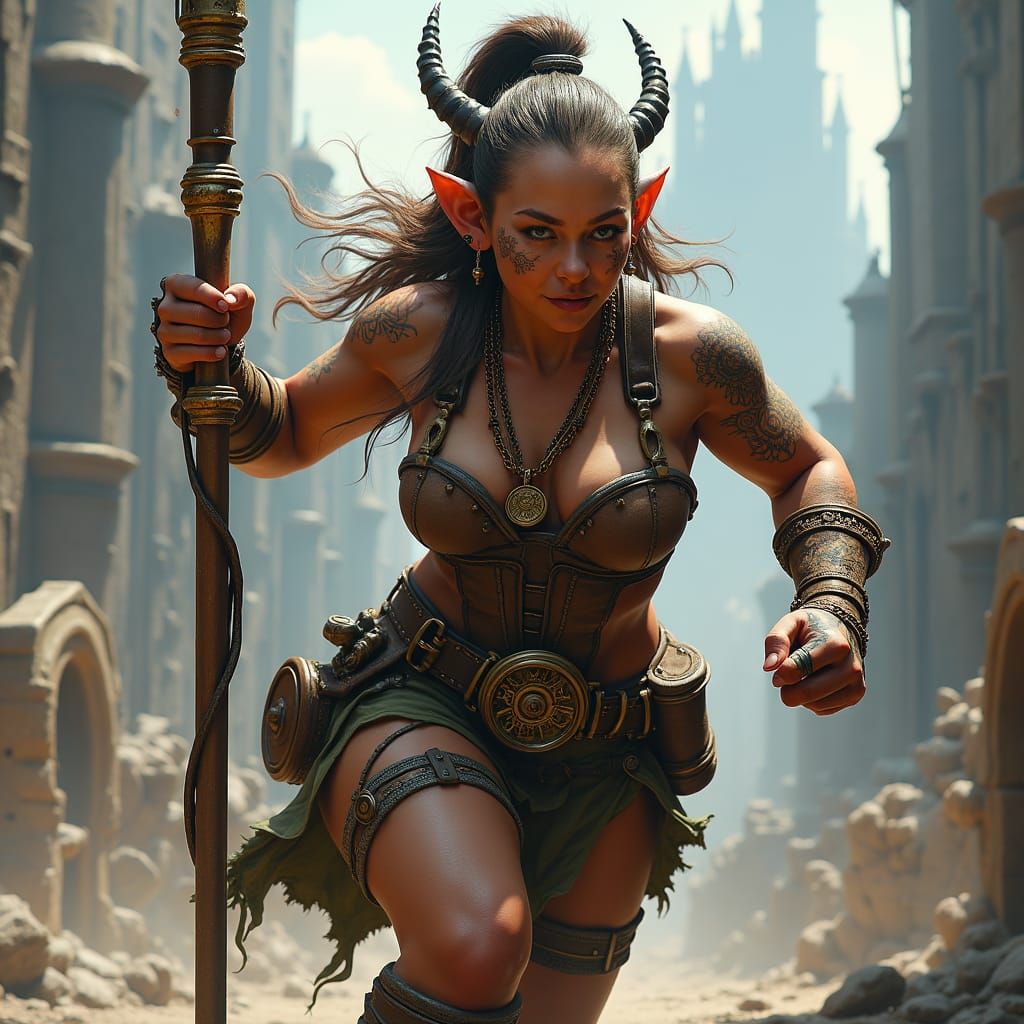 Steampunk Rock Gnome Barbarian with Steam Lance