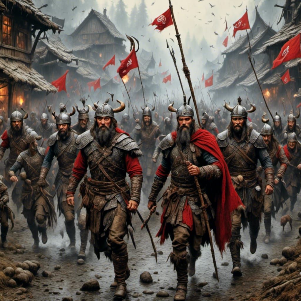 Viking Warriors in Fierce Battle