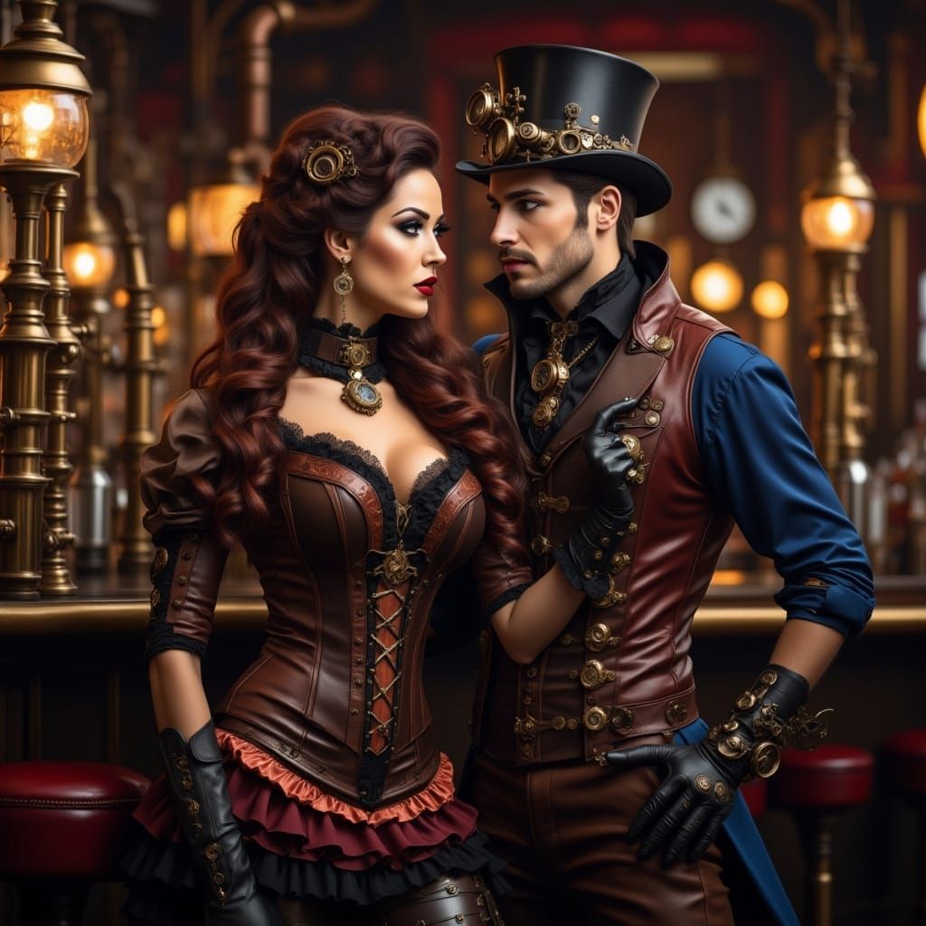 Steampunk Couple in Workshop
