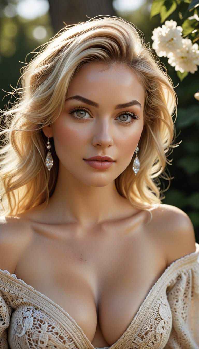 Beige Crop Top Sweater in a Hydrangea Garden 8