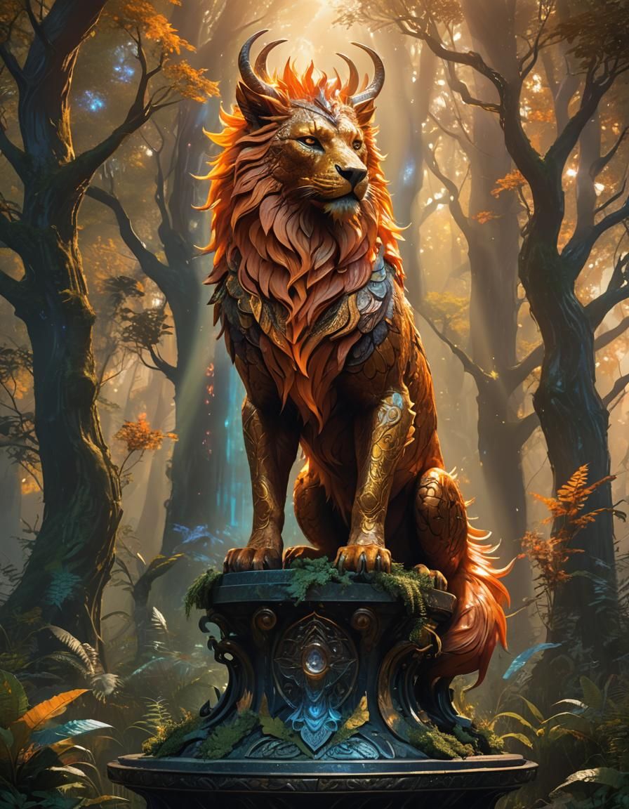Mystical Orange Beast in Prismatic Forest