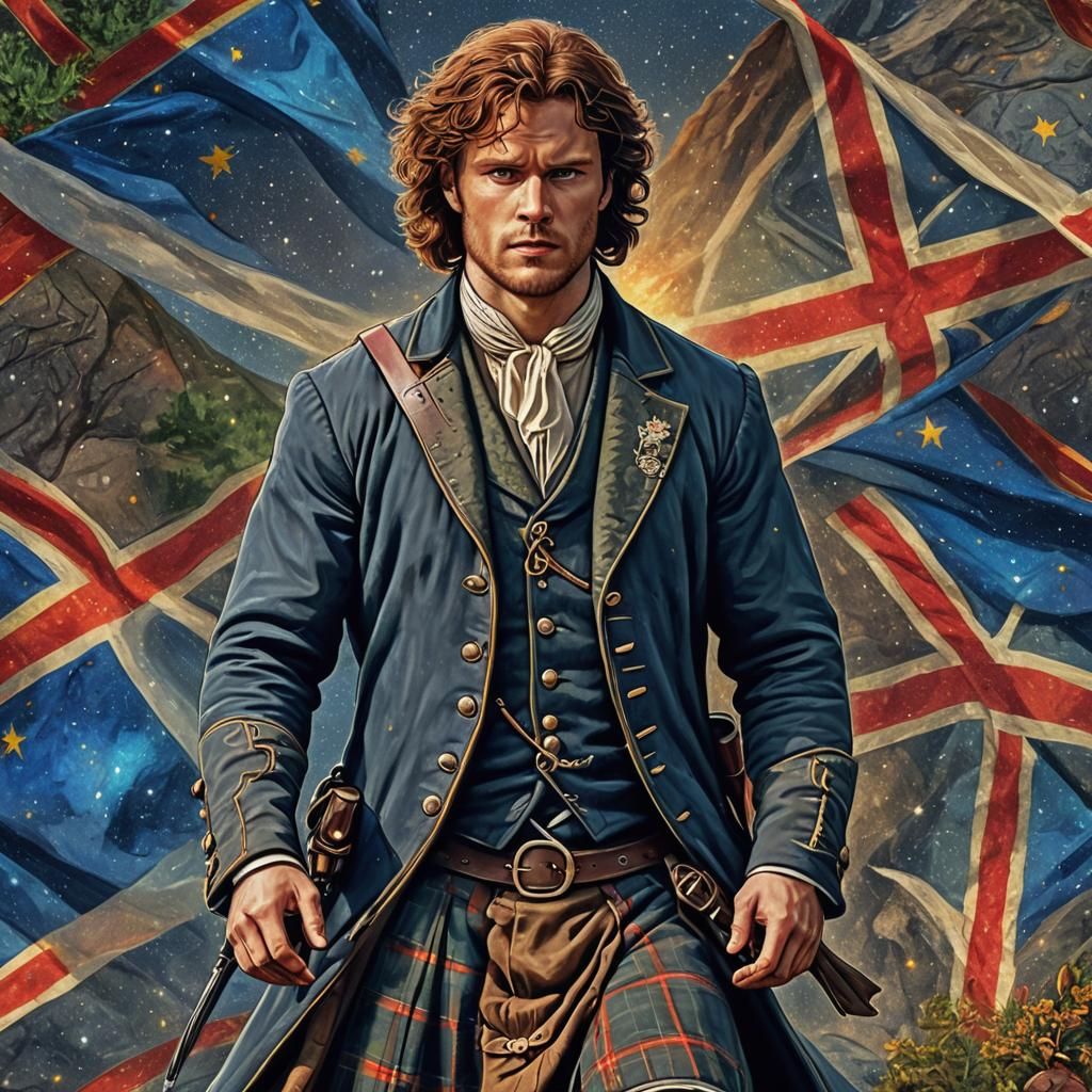 Highland Scene with Kilt in Astral Cosmic Style