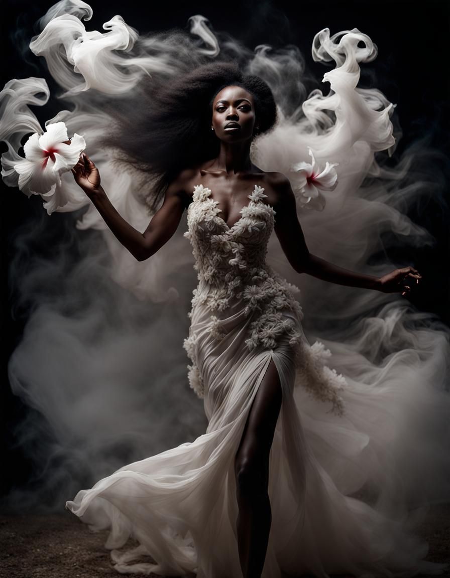Smoky Sudanese Woman with Hibiscus Dress