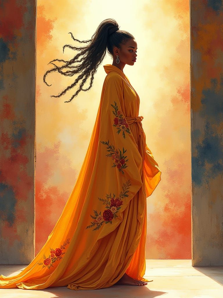 Black Artist on Stage in Watercolor Illustration