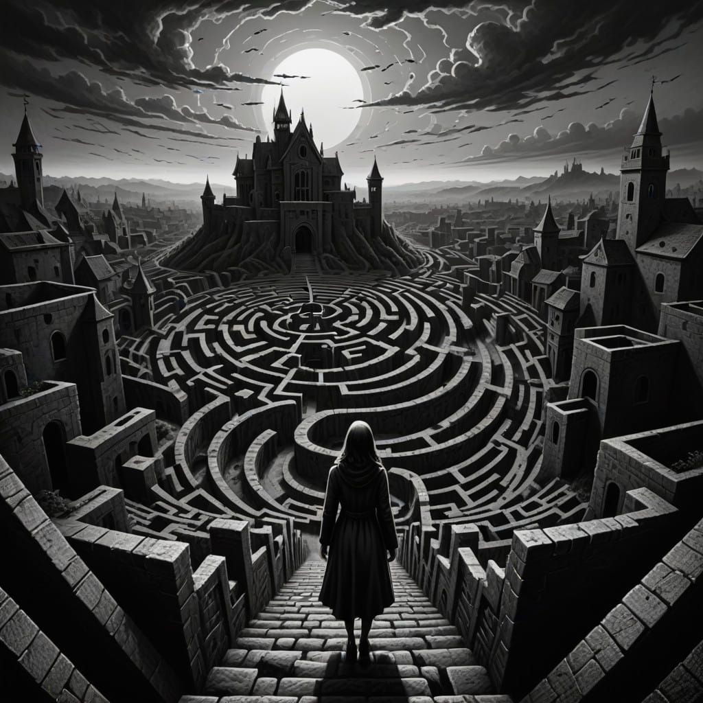 A Monochromatic Maze of Ominous Shadows