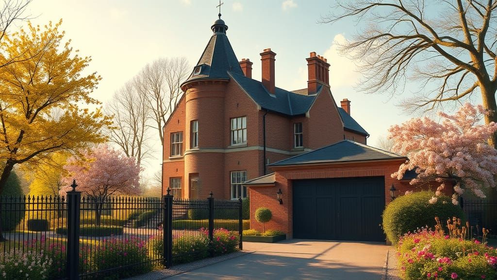 Grand Chateau in Golden Afternoon Light