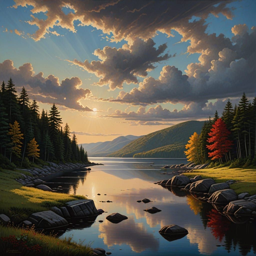 Nova Scotia Landscape in Hudson River School Style