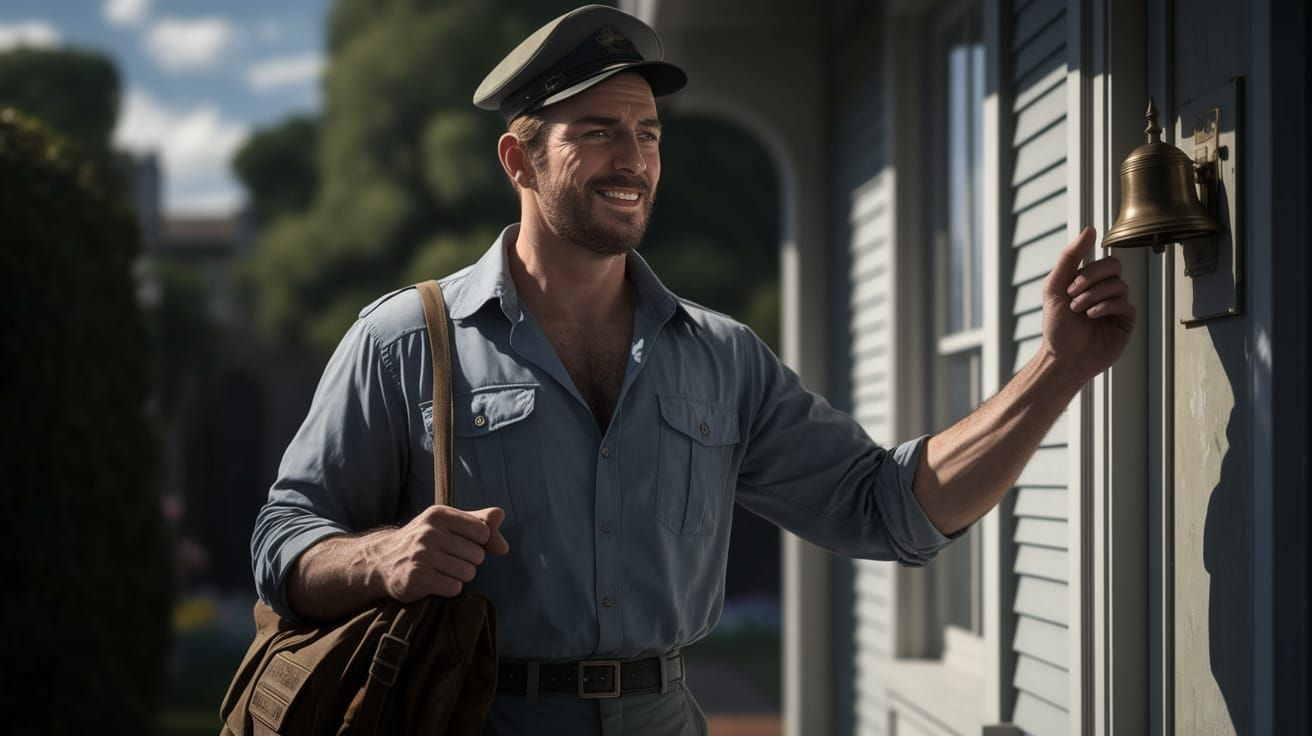Surreal Postman Rings Doorbell in Moody 1949 Los Angeles Sub...
