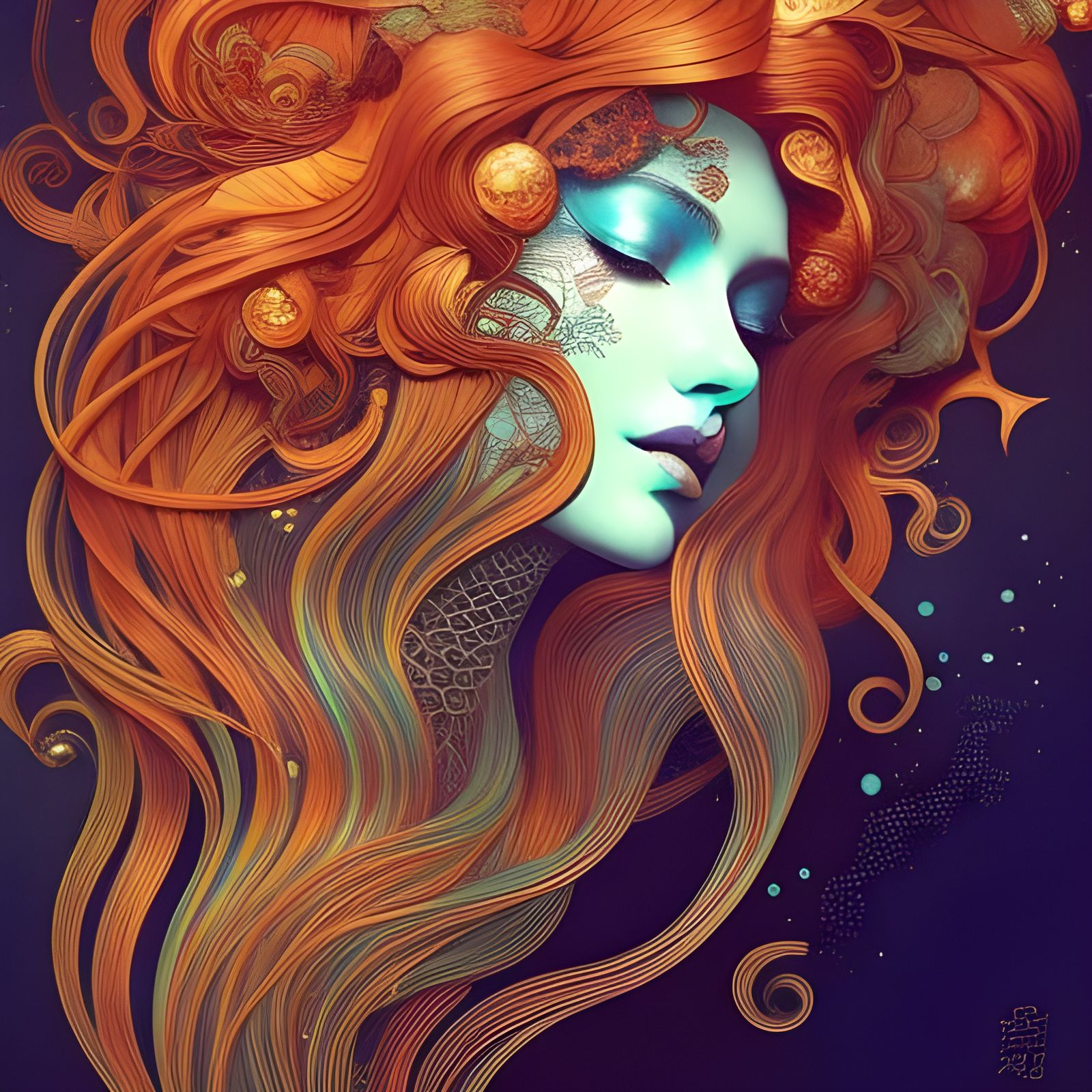 Majestic Mermaid Portrait in Hyper-Detailed Artwork