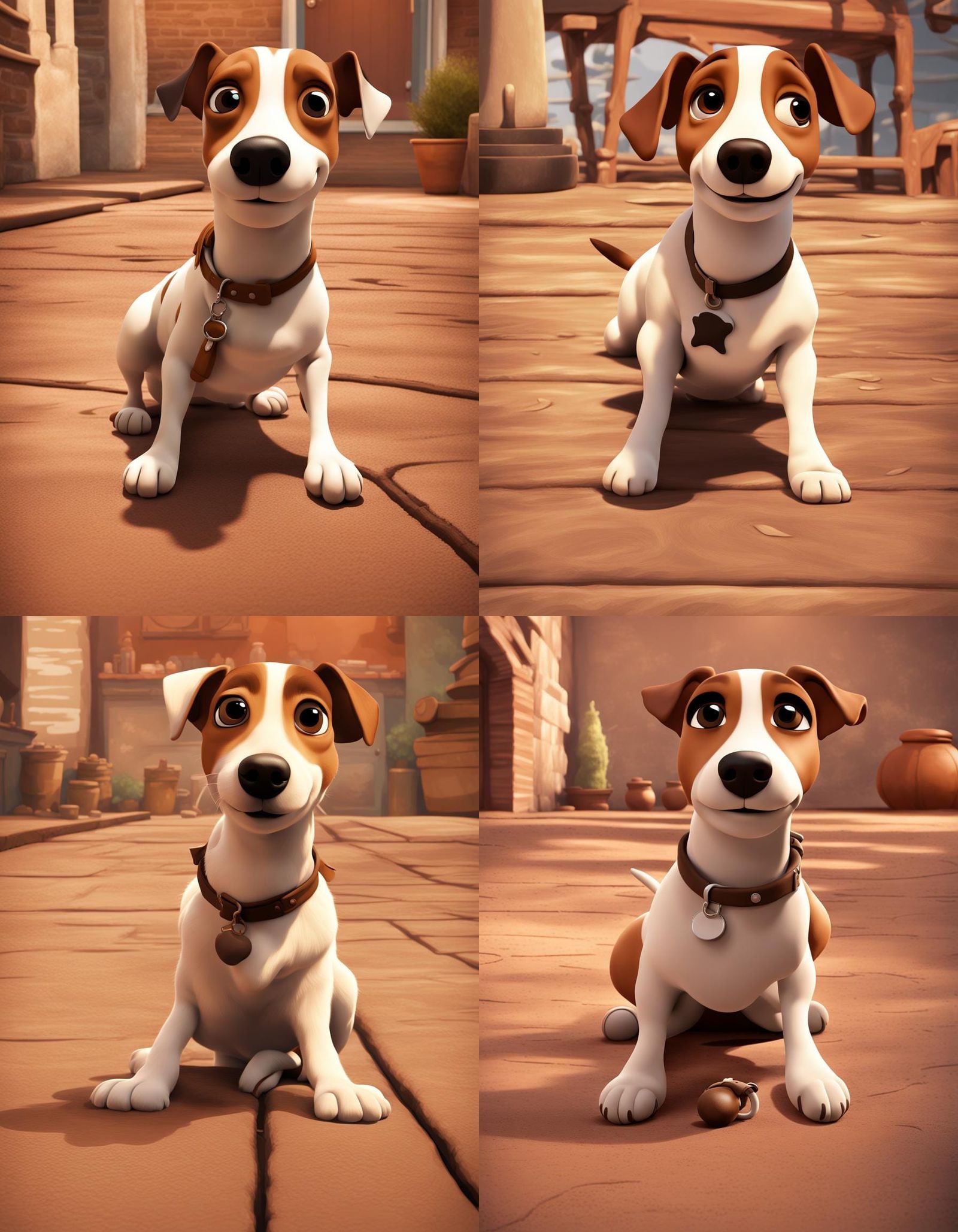 Jack Russell Terrier in Pixar Digital Art Style