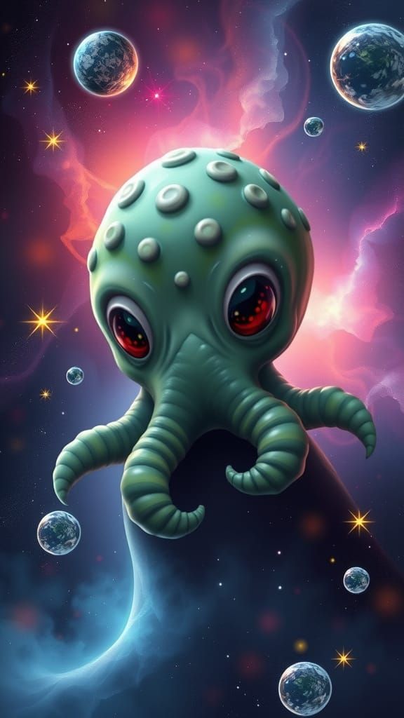 Cosmic Cthulhu Takes a Nap in Vibrant Nebula Colors