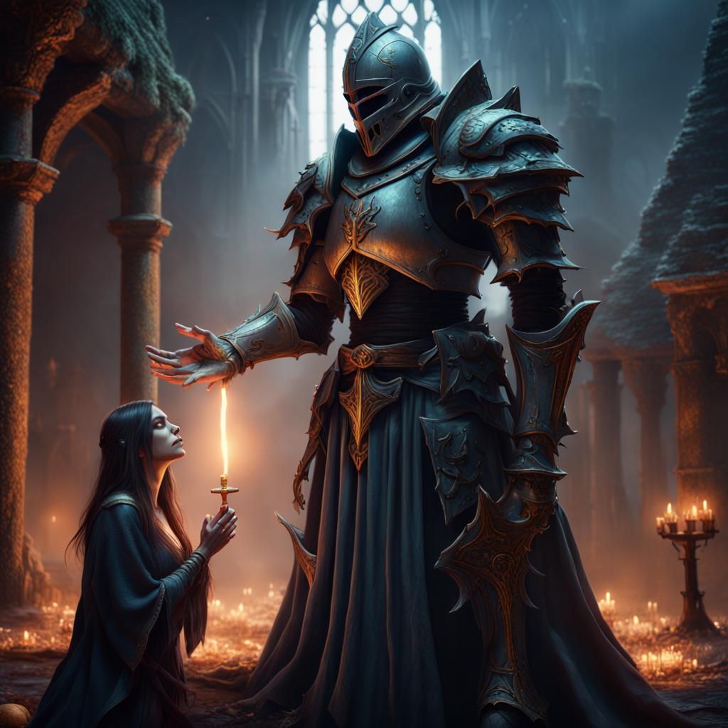 Undead Knight Prayers: Fantasy Concept Art
