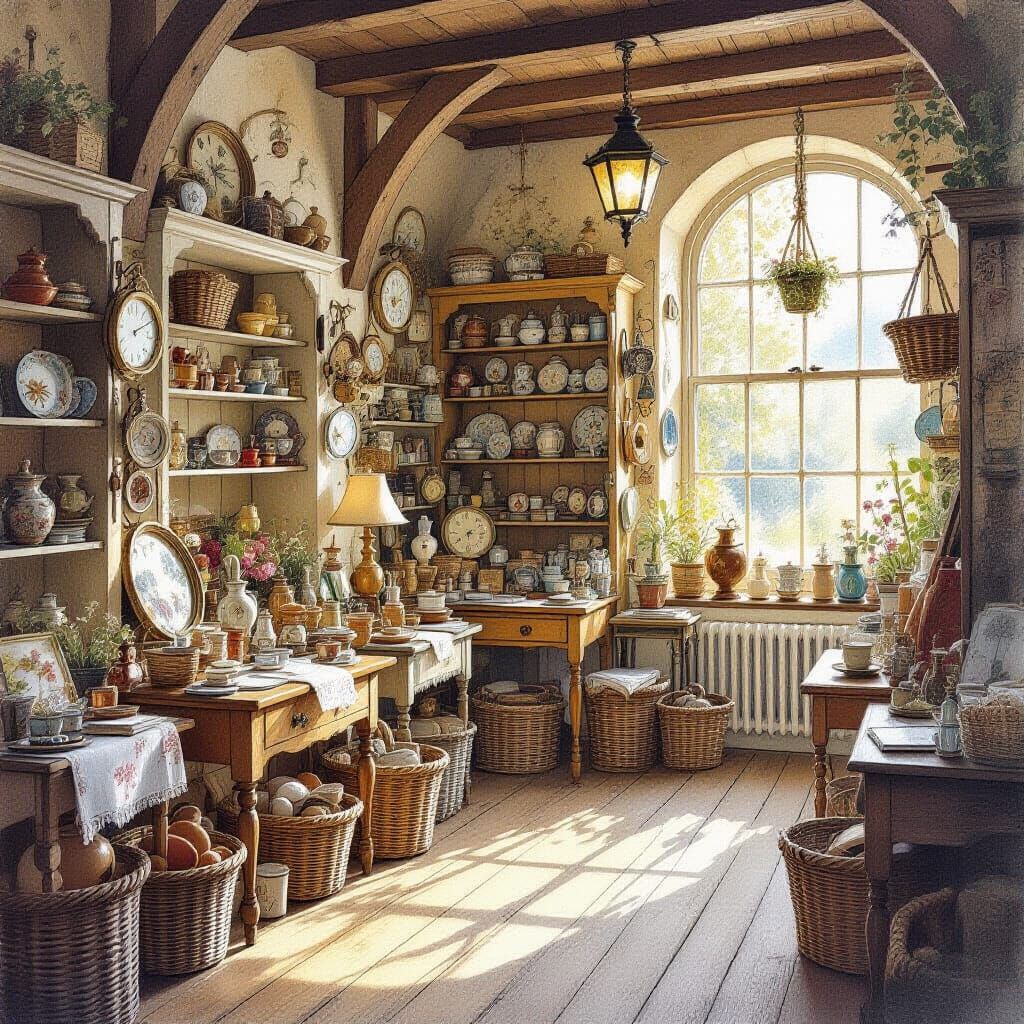 Charming Curiosity Shop in Pencil Drawing Style