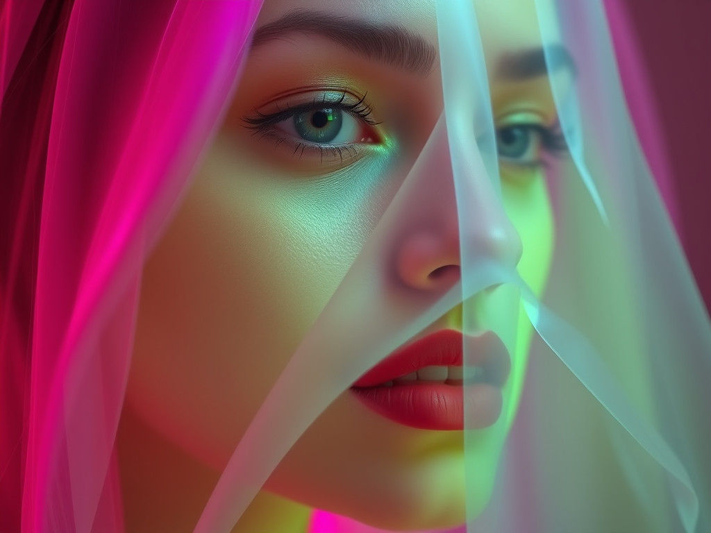 Enchanting Ultraminimal Fantasy Scene in Green and Pink