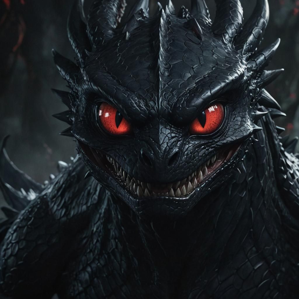 Venomized Toothless: A Dark Symbiote Dragon Portrait