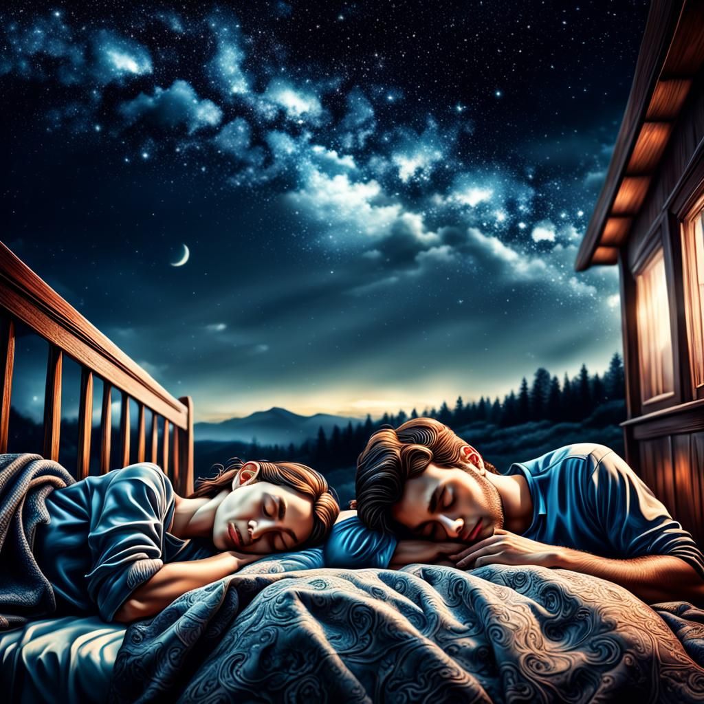 Loving Couple Sleeps Together: Hyperrealistic Image