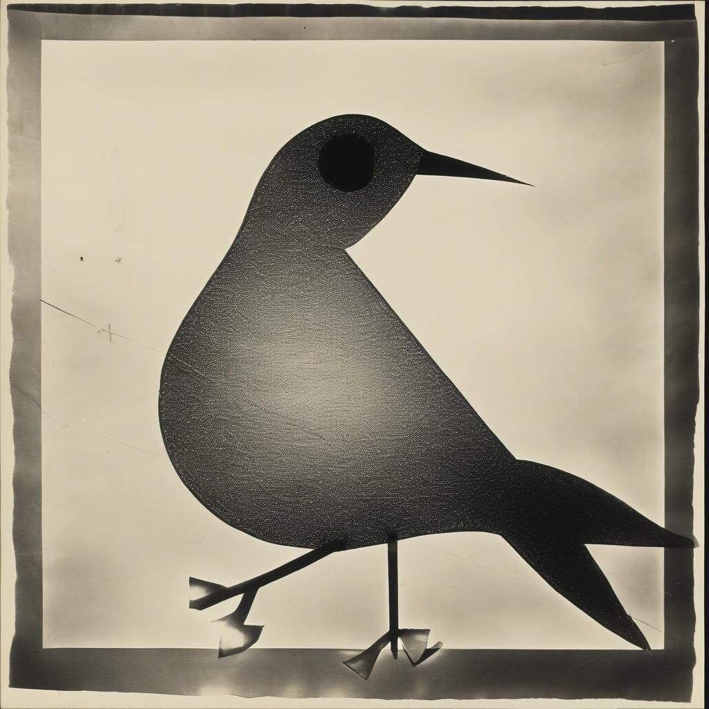 Surreal Bird Rayograph in Childlike Style