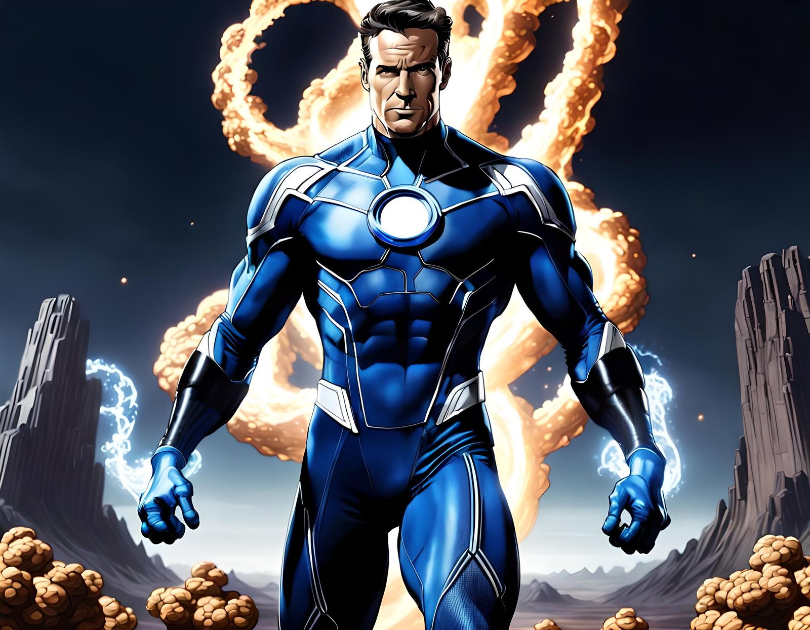 Mr. Fantastic Portrait in Detailed Matte Painting Style