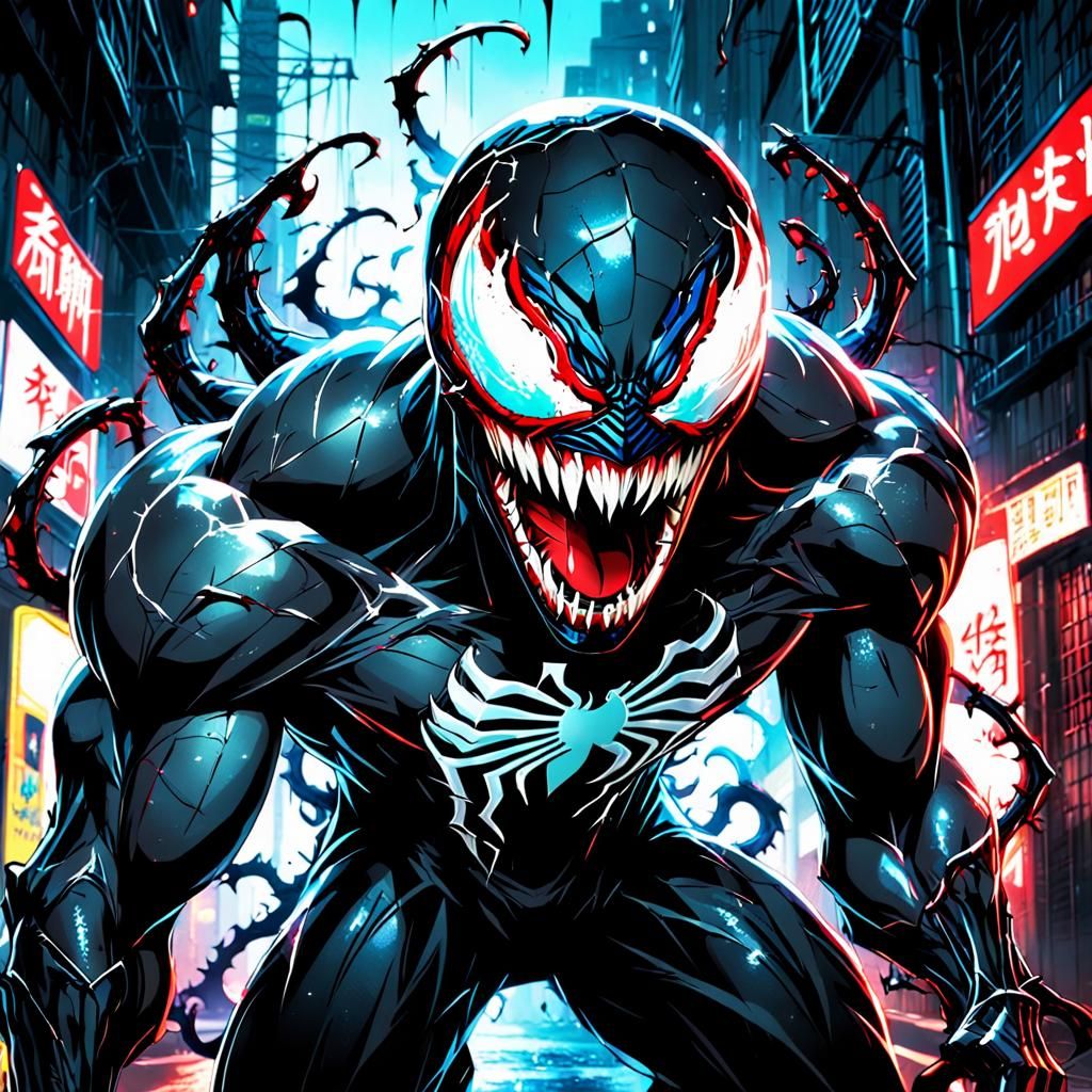 Venom Bursts from Shadows: Anime Key Visual