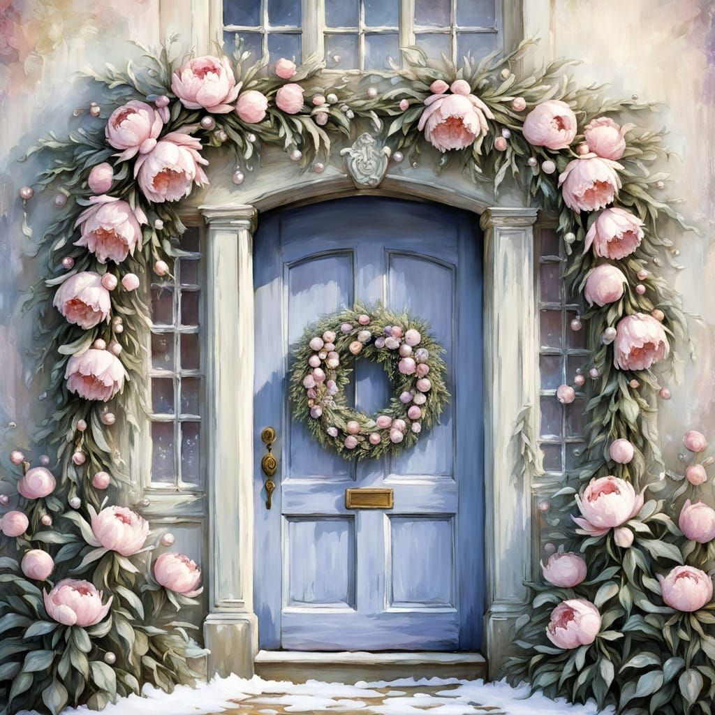 Winter Wonderland Door in Pastel Hues with Pearls