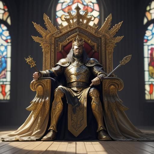 Giant King on Throne in Grand Hall