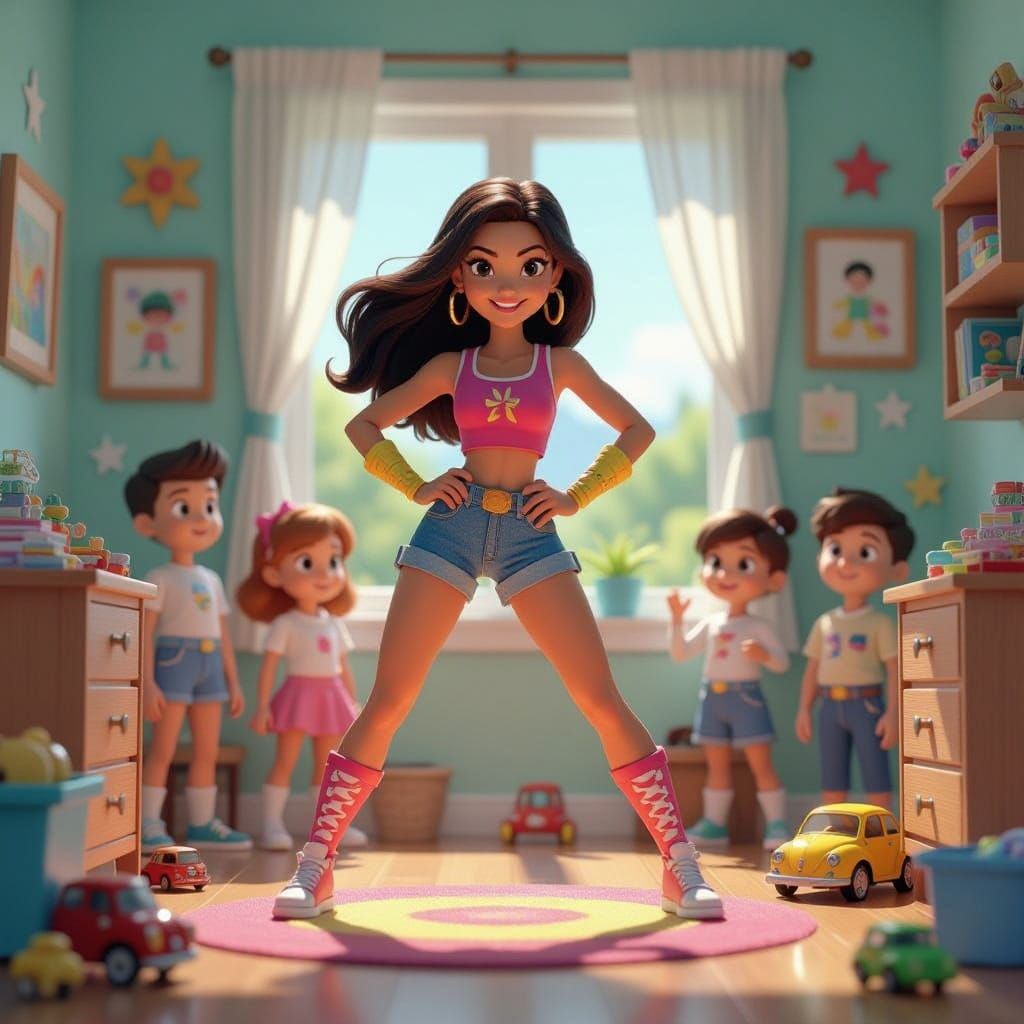 Vibrant Action Figure in Whimsical Toy Room