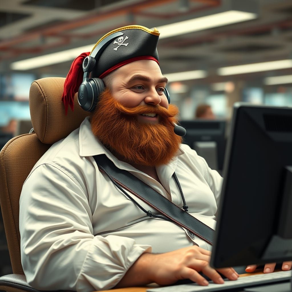 Pirate Call Center Operator in Hyper-Realistic 8k Style