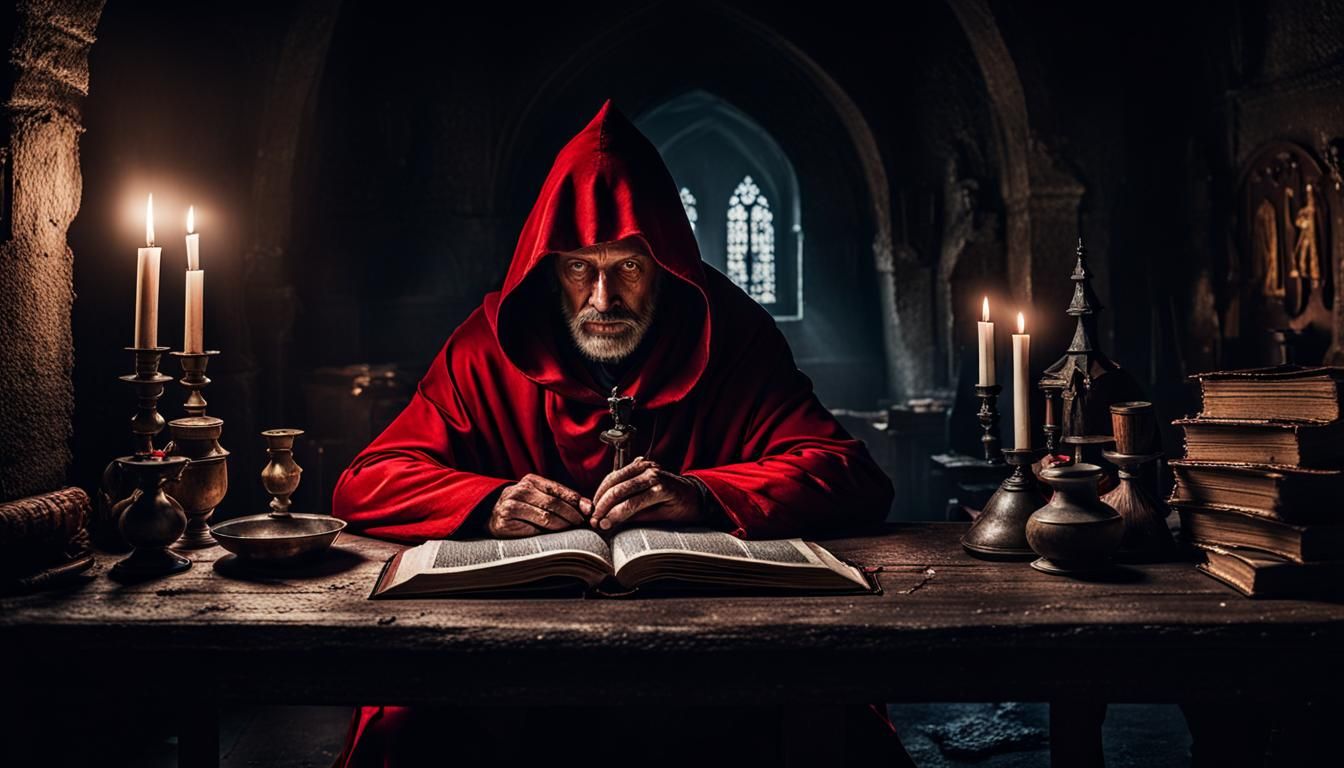Monk Reading by Candlelight in Sanctuary