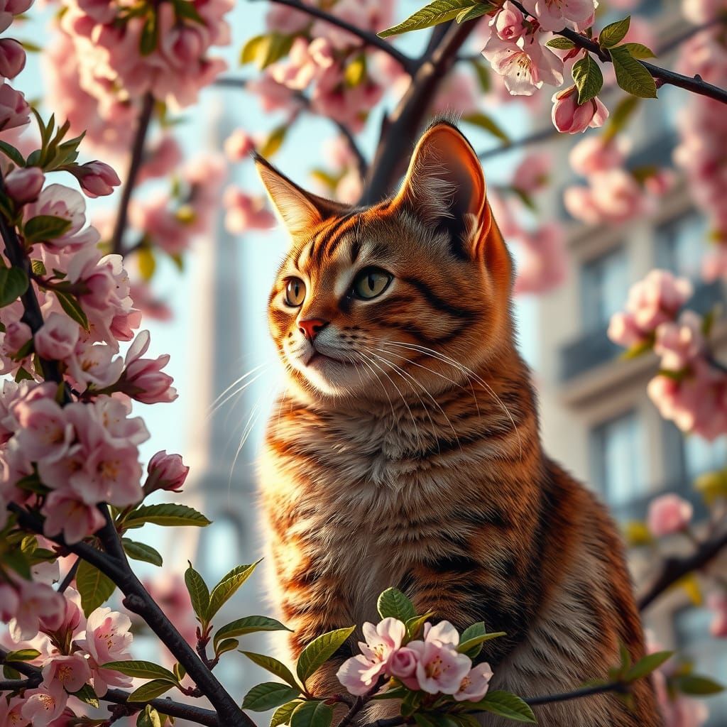 Cat in Paris: Hyperrealistic Digital Art Portrait