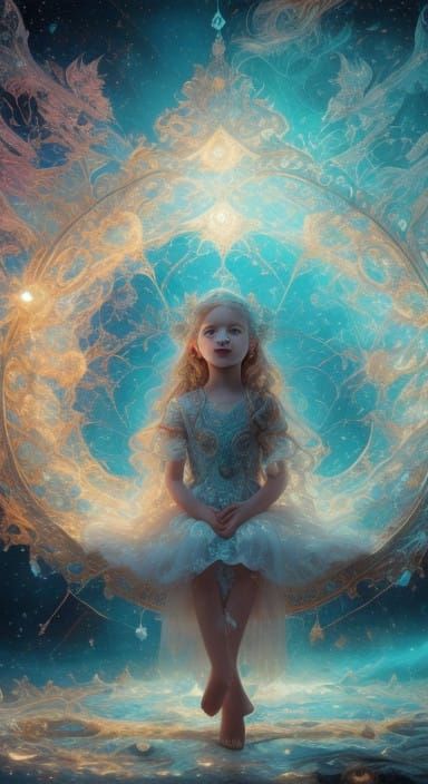 <lora:Violet style:1.0> Cosmic swing adventure. In this meznwering imagery, we witness a moment of pure wonders a child ...