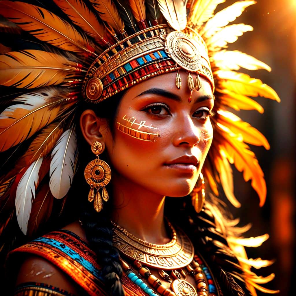 Mayan Woman in Traditional Headdress: Digital Painting