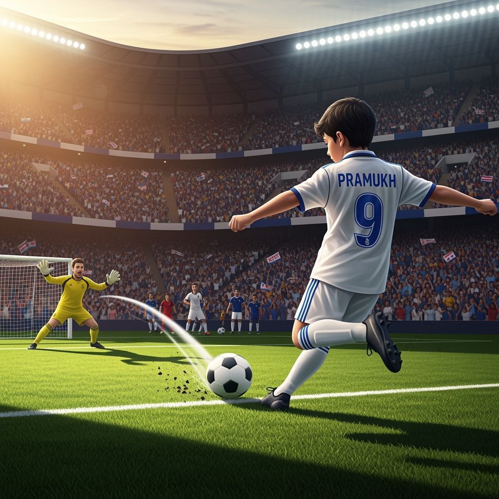 Boy in Real Madrid Jersey Taking a Free Kick