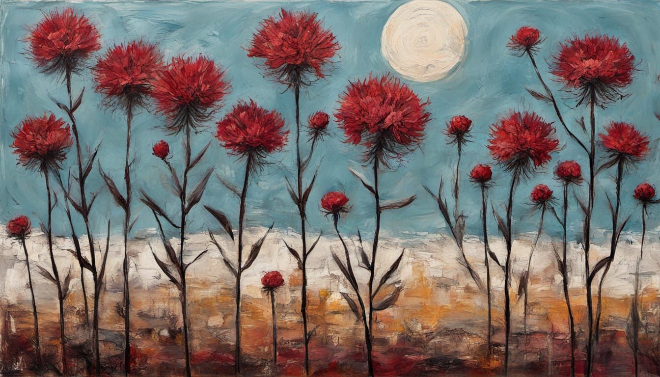 Surreal Landscape Painting of Chilean Heath with Clockpunk E...