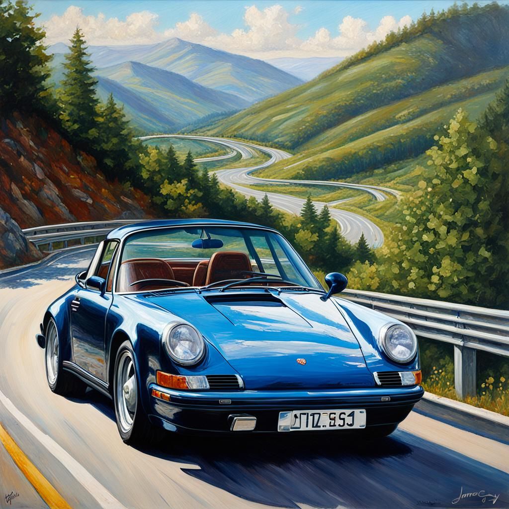 Porsche 911 Carrera Targa: Oil Painting Landscape