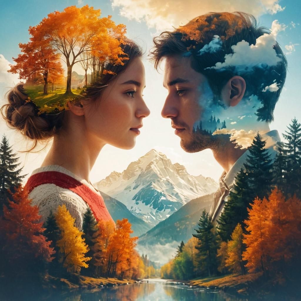 Four Seasons Double Exposure Portrait