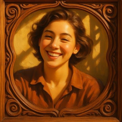 Intricate woodwork rippling out of frame is dominated by war...