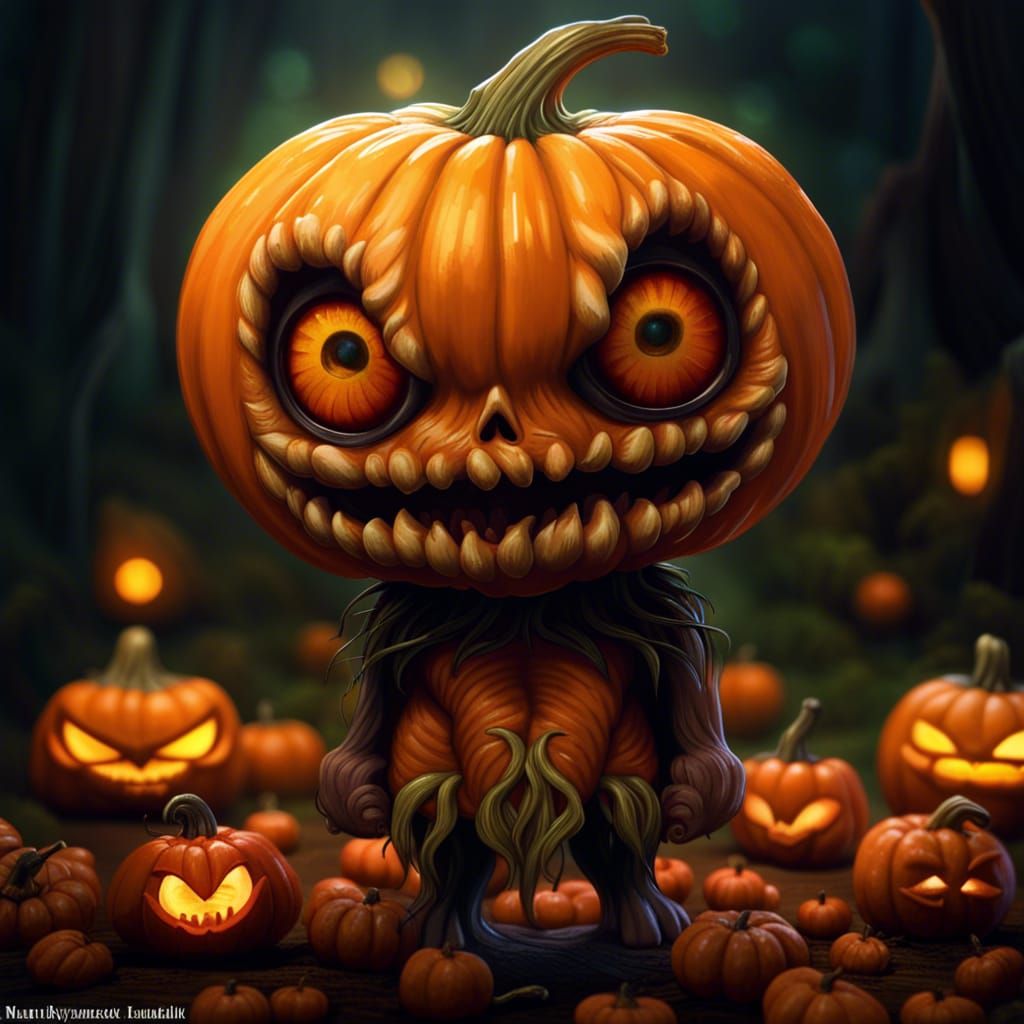Epic Chibi Jack O'Lantern Portrait in Comic Style