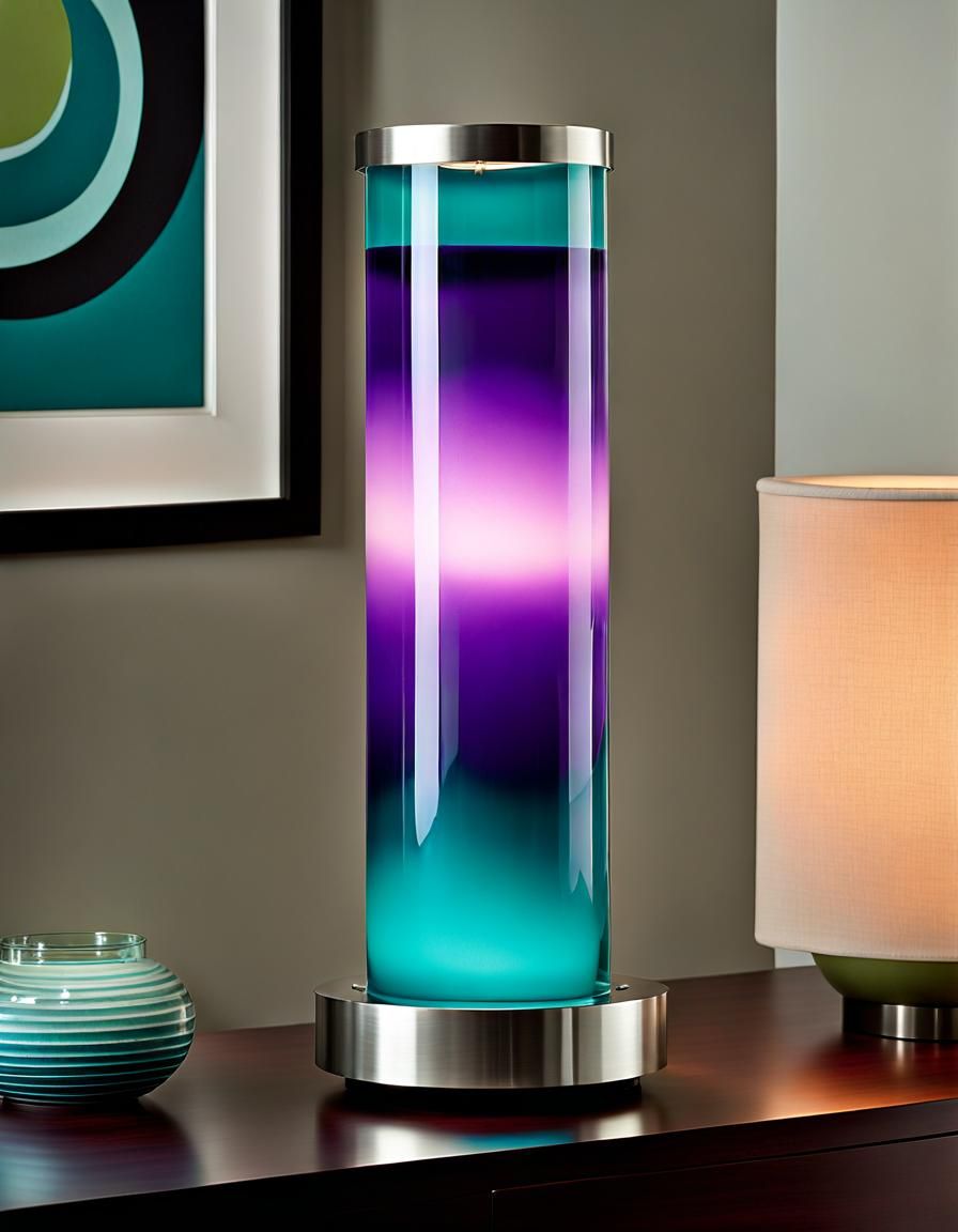 Violet Lava Lamp in Mid-Century Modern Room