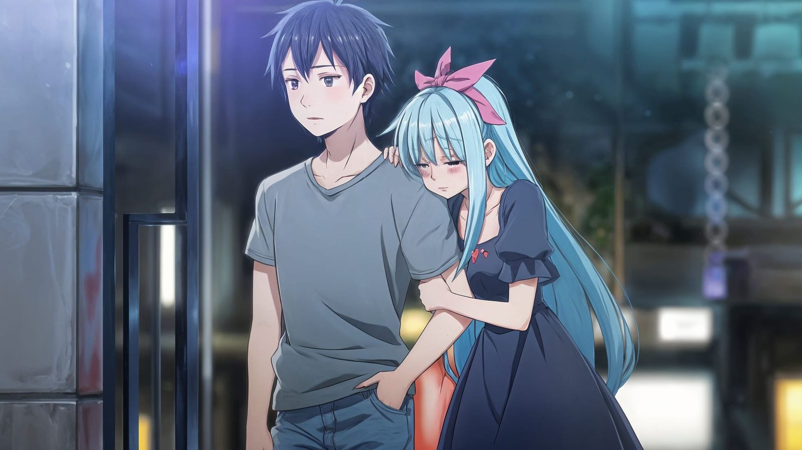 Cinematic Anime Portraits of Kaito and Yatagi on a City Nigh...