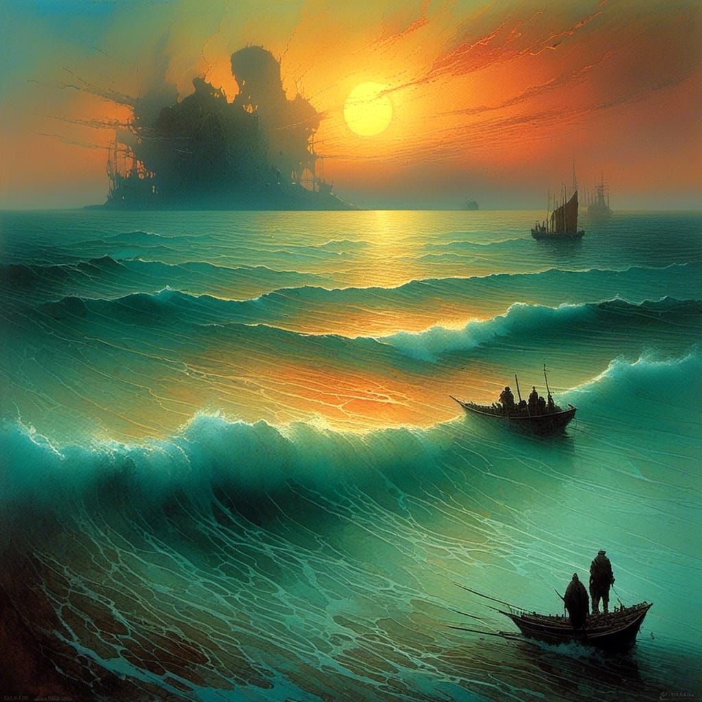 Spectacular Sunrise Salt Art Painting