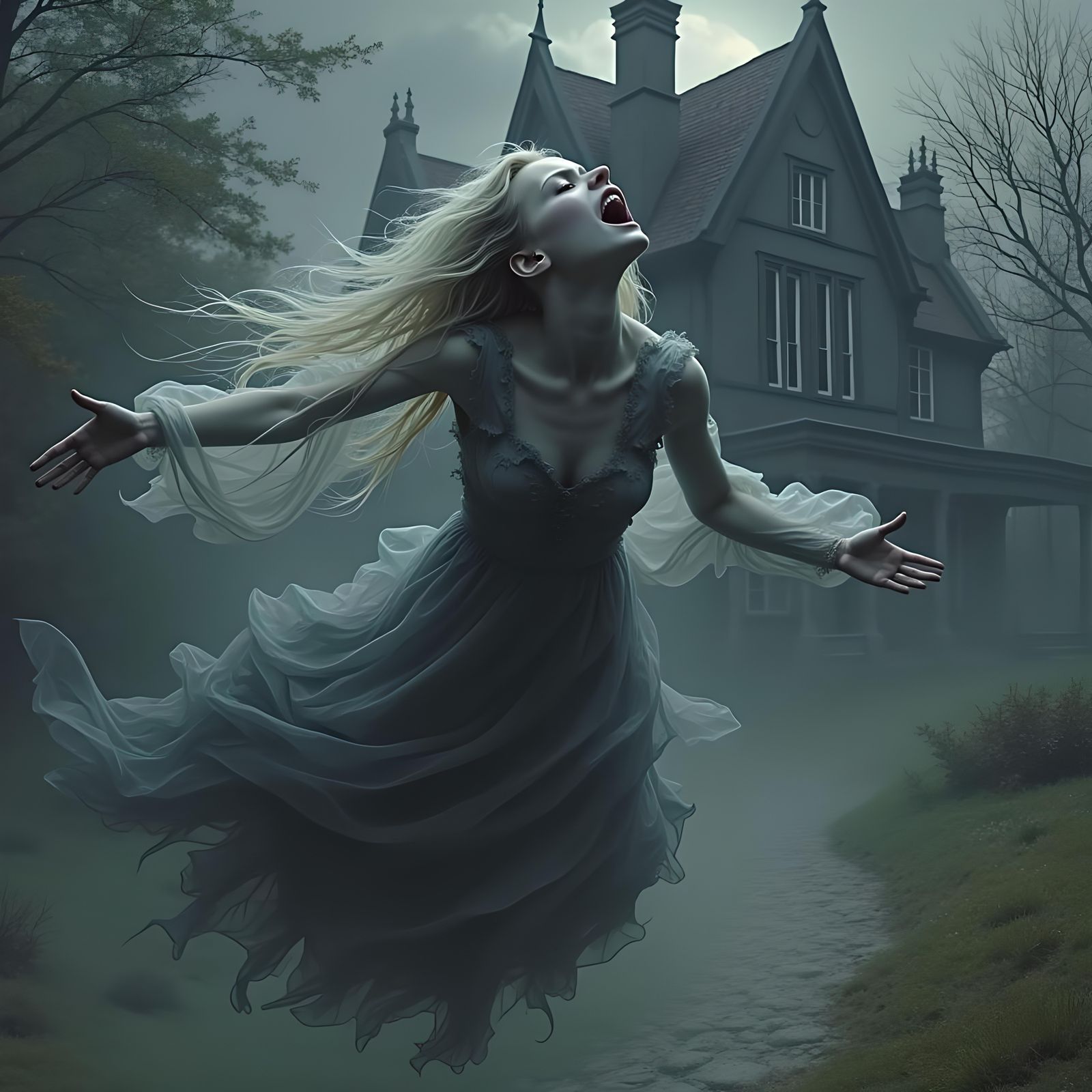 Ethereal Banshee Wails Above Irish Manor